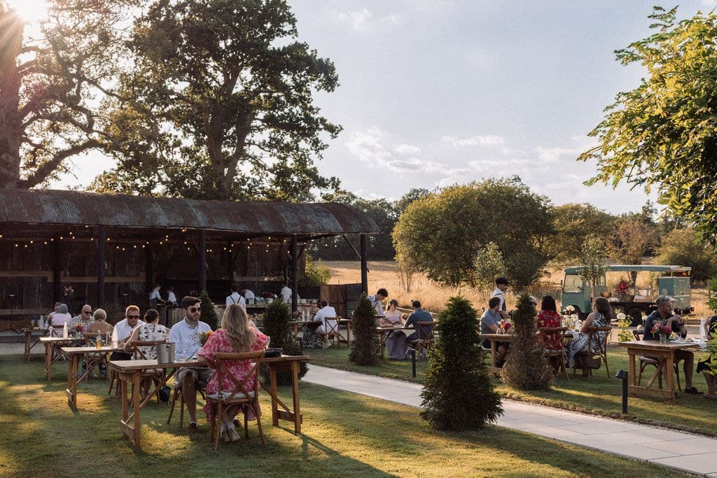 Dinner on the lawn as the sun goes down