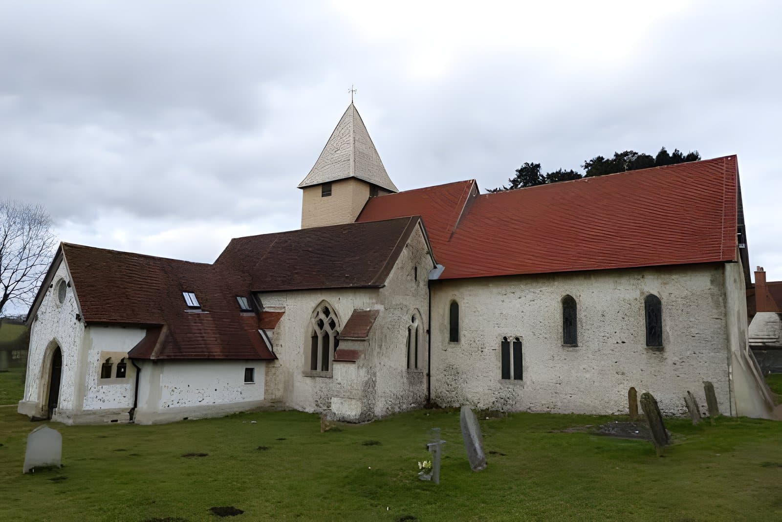 Across the churchyard